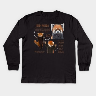 Animal Facts - Red Panda Kids Long Sleeve T-Shirt
